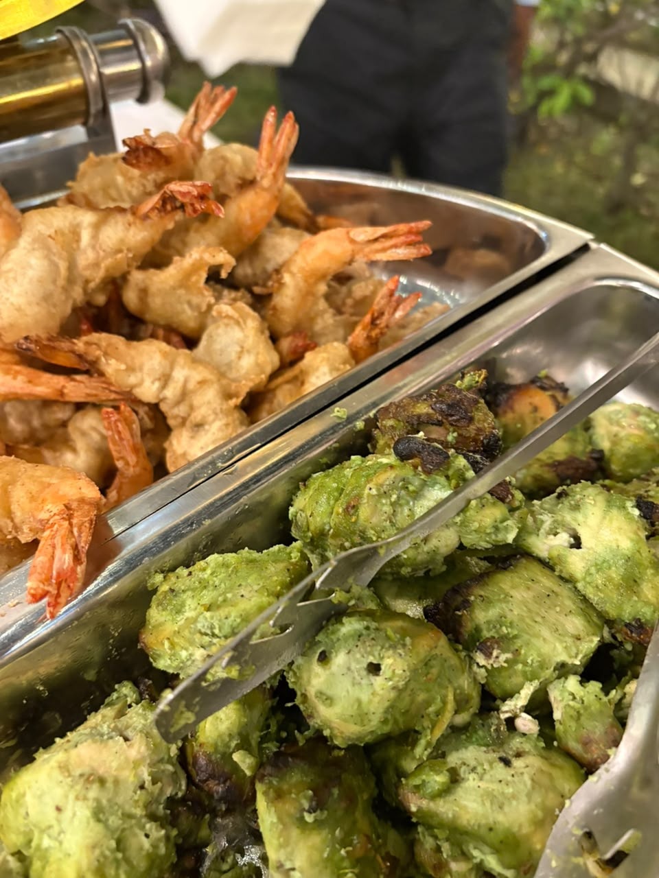 Prawn and green kebab starters arranged on our buffet
